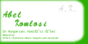 abel komlosi business card